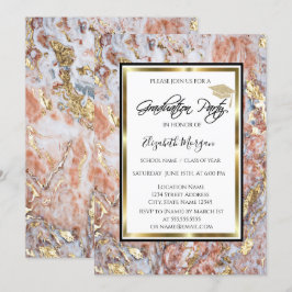 Cool Marble Guld Glitter Examen Hatt Examen Inbjudningar