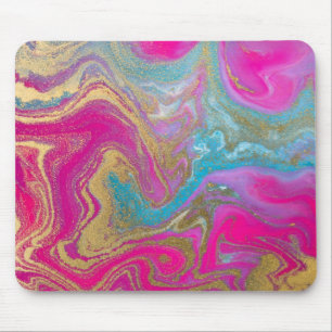 Cool Marble Guld Glitter Färgrik Musmatta