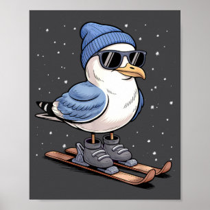 Cool Måse På Skidor - Nordisk Vinter Måsar Aprè Poster