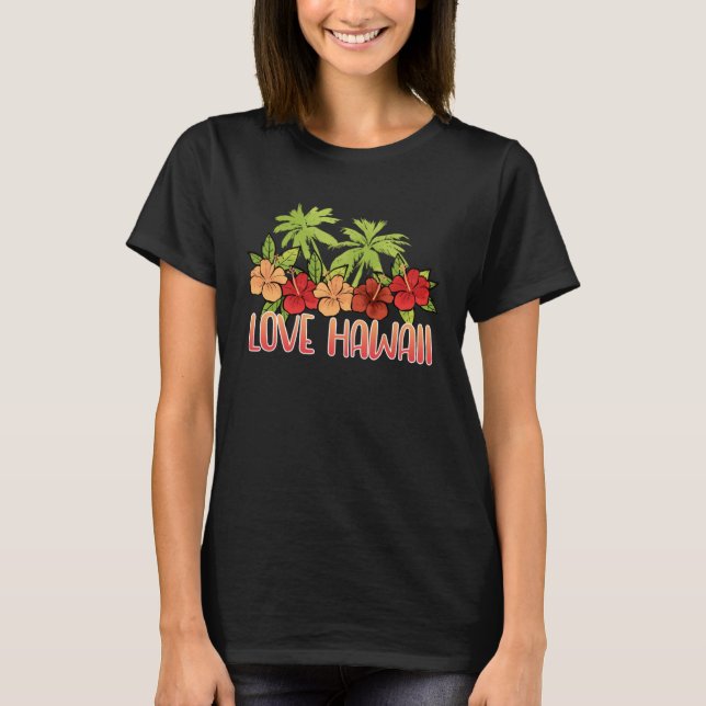 Cool Maui Sunset Hawaiian Hibiscus Flowers Honolul T Shirt (Framsida)