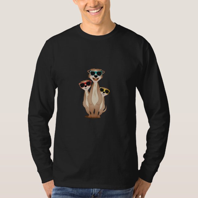 Cool meerkat group with sunglasses t shirt (Framsida)