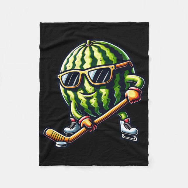 Cool Melon Ice Hockey Fun  Fleecefilt (Framsidan)