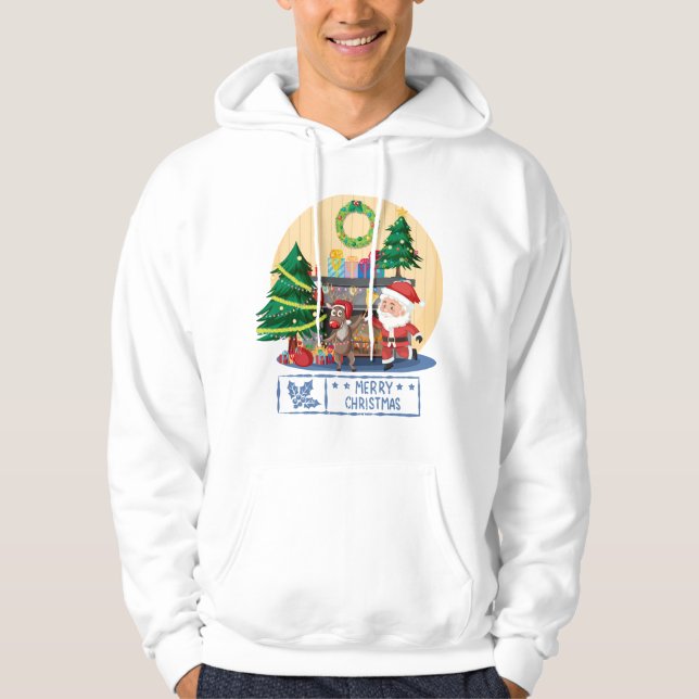 Cool Merry Christmas -Happy New Year Hoodie (Framsida)