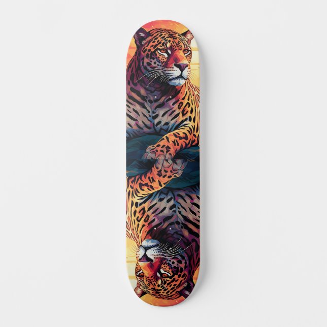 Cool Mirror Image Tropical Tiger Skateboard (Framsida)