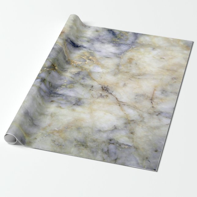 Cool Modern Blue Marble Stenstruktur Presentpapper (Utrullad)