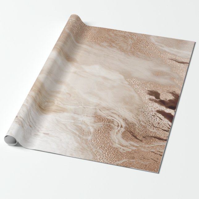 Cool Modern Brown Gold Marmor Stentextur  Presentpapper (Utrullad)