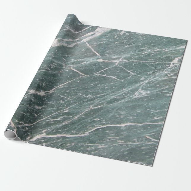Cool Modern Green  Marmor Stentextur Presentpapper (Utrullad)