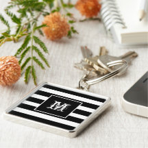 Cool Modern Monogram Chic Black & White Striped
