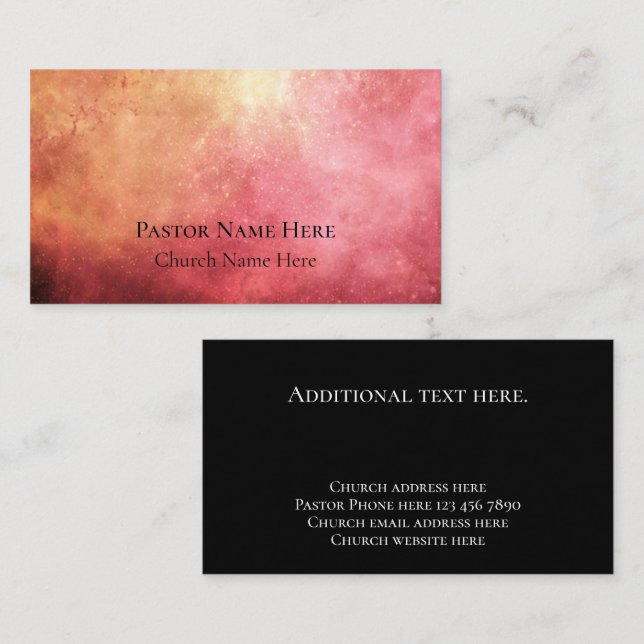 Cool Modern Nebula Anpassad Pastor Kontakt Visitkort (Fram/baksida)
