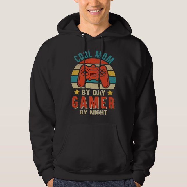 Cool Mom By Day Gamer By Night Gaming Mommy Saying Hoodie (Framsida)