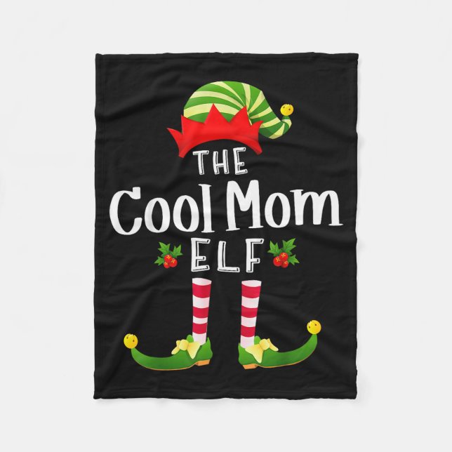 Cool Mom Christmas Elf Matching Pajama X-mas Party Fleecefilt (Framsidan)