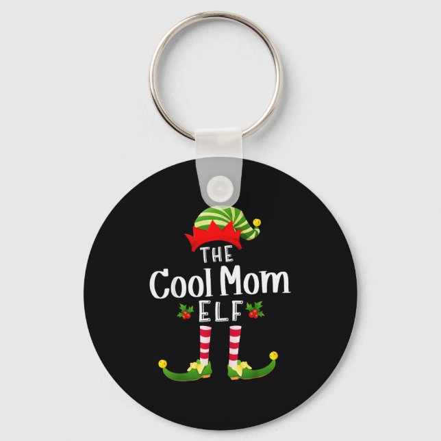 Cool Mom Christmas Elf Matching Pajama X-mas Party Nyckelring (Framsida)