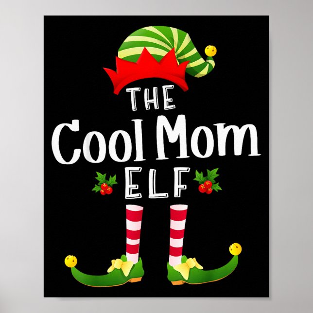 Cool Mom Christmas Elf Matching Pajama X-mas Party Poster (Framsidan)