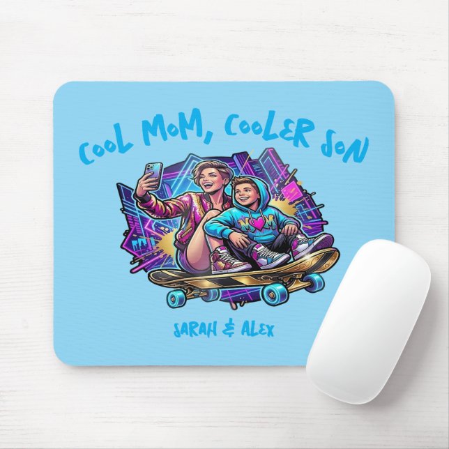 Cool Mom Cooler Son | Custom Name Retro Mousepad Musmatta (Med mus)