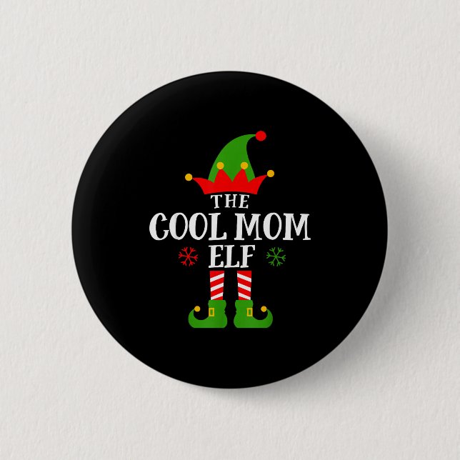 Cool Mom Elf Funny Matching Family Christmas Pajam Knapp (Framsida)