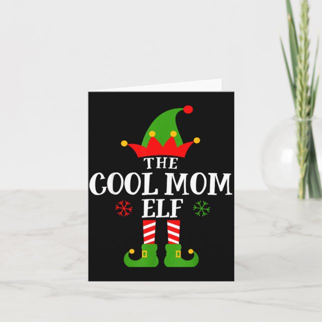 Cool Mom Elf Funny Matching Family Christmas Pajam Kort (Framsida)