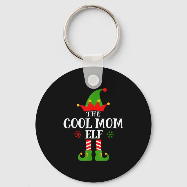 Cool Mom Elf Funny Matching Family Christmas Pajam Nyckelring (Framsida)