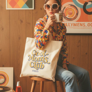 Cool Moms Club Retro Gult och Blått Typsnitt Tygkasse