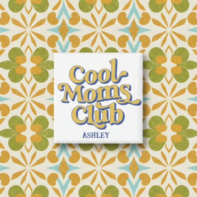 Cool Moms Club Själsäker Mamma Citat Retro Stil Magnet (Skapare uppladdad)
