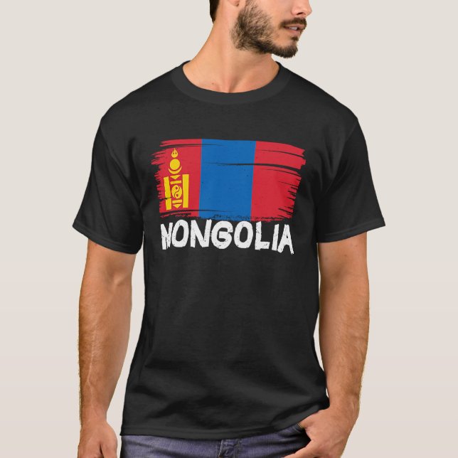 Cool Mongolia Flag T Shirt (Framsida)