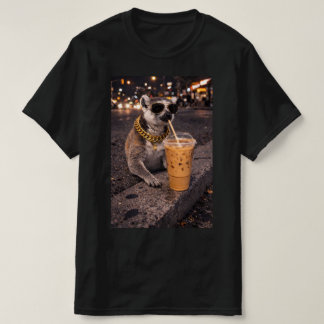 Cool Mongoose Drinking Iced Coffee Funny Animal  T Shirt