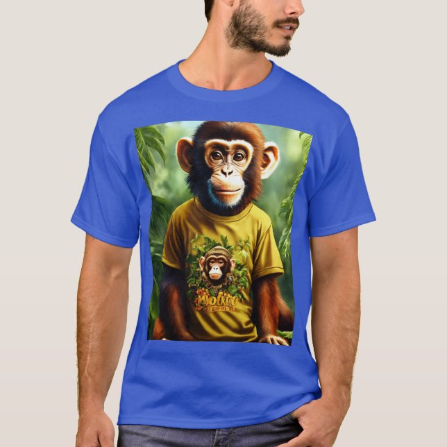 Cool Monkey Art Herr T-Shirt | Trendig Blå Grafik (Framsida)