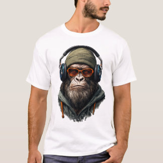 Cool Monkey Hörlurar T-Shirt – Musikälskare Design