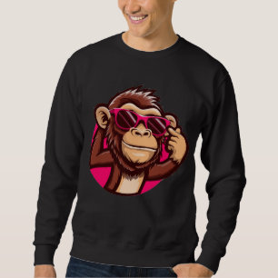 Cool Monkey Svart Tröja Lång Ärmad Tröja