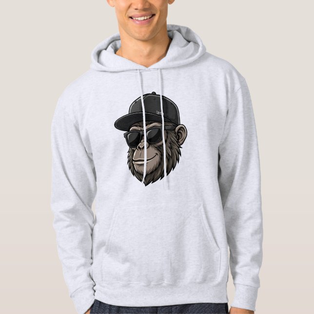 Cool Monkey with Sunglasses and Cap Graphi Hoodie (Framsida)