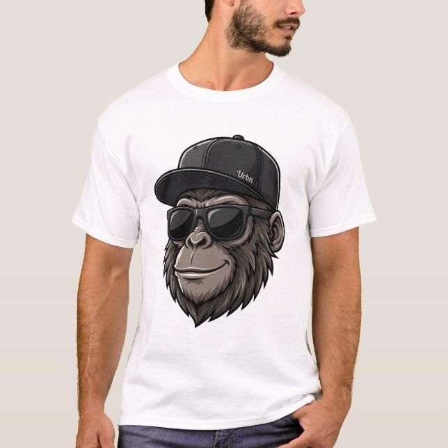 Cool Monkey with Sunglasses and Cap Graphic Tee (Framsida)