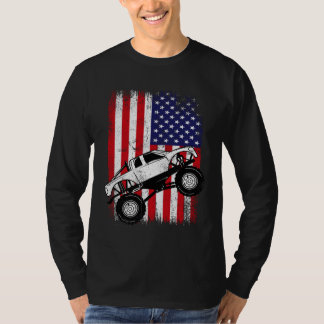 Cool Monster Truck Kids Distressed USA American Fl T Shirt