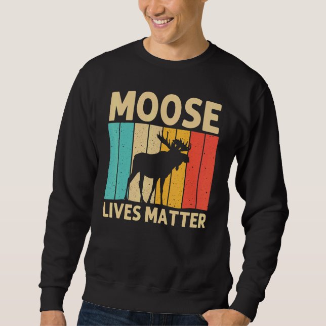 Cool Moose For Men Women Moose Alaska Moose Elk Hu Lång Ärmad Tröja (Framsida)