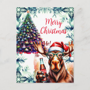 Cool Moose i Santa hatt Helg Vykort