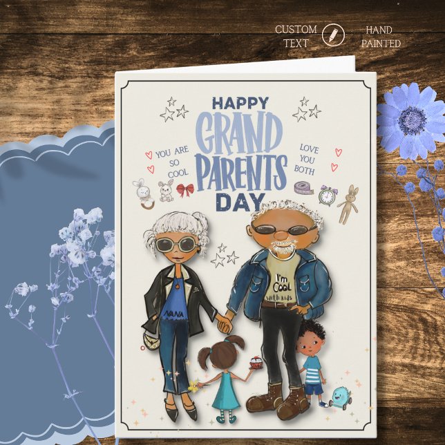 Cool Morsdagskort med barnbarn Helgkort (Cool Grandparents Day Card with Grandkids)