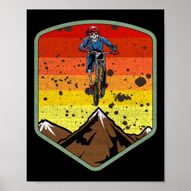 Cool Mountain Biking Skeleton Zombie Skull Mtb Bmx Poster (Framsidan)