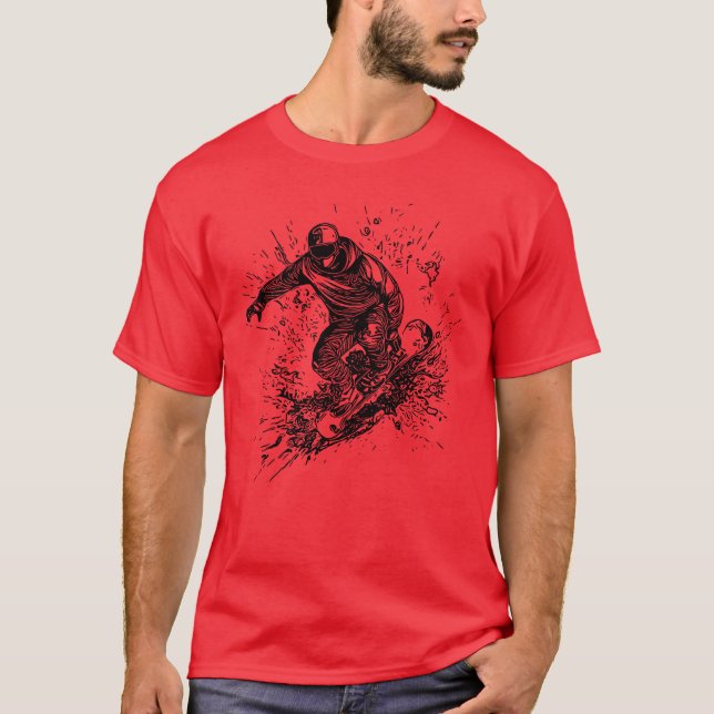 Cool Mountain Sports Jump Style Snowboard Move ret T Shirt (Framsida)