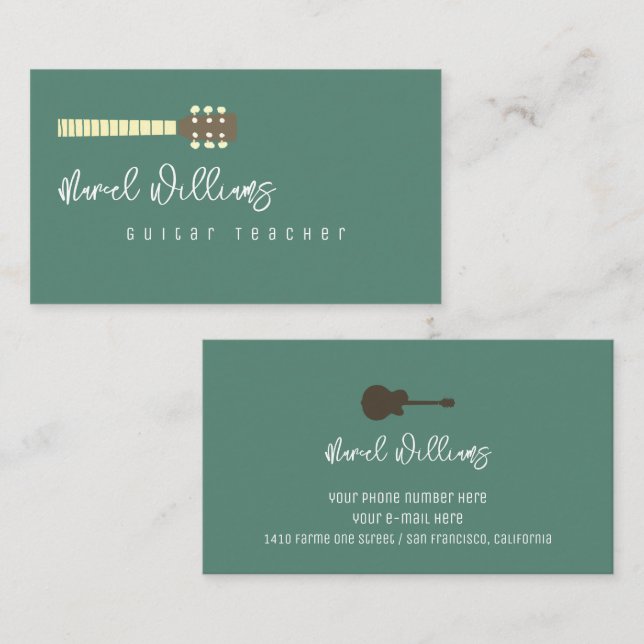Cool Music Business Card for Guitarists Visitkort (Fram/baksida)