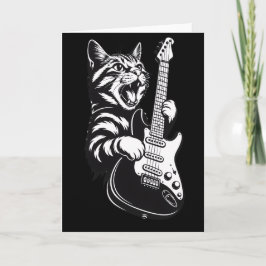 Cool Music Love | Rock Cat Playing Electric Guitar Kort