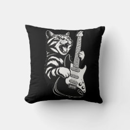 Cool Music Love | Rock Cat Playing Electric Guitar Kudde
