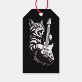 Cool Music Love | Rock Cat Playing Electric Guitar Presentetikett