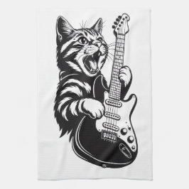 Cool Music Love | Rock Katt Spelar Elgitarr Kökshandduk