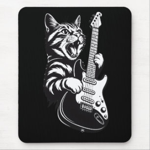Cool Music Love Rock Katt Spelar Elgitarr Musmatta