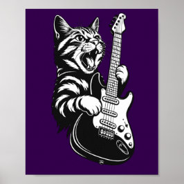 Cool Music Love | Rock Katt Spelar Elgitarr Poster