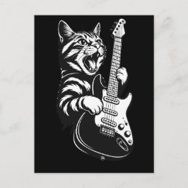 Cool Music Love | Rock Katt Spelar Elgitarr Vykort