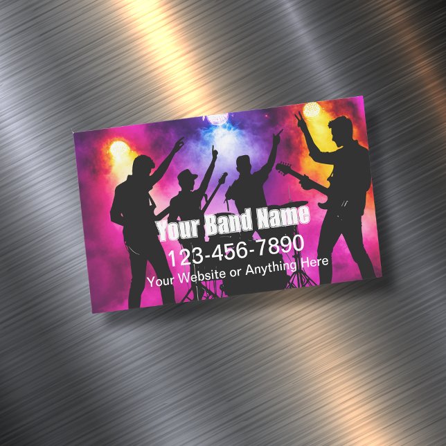 Cool Musician Band For Hire Business Card Magnets Magnetiska Visitkort (Skapare uppladdad)