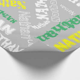 Cool Namnkollage Modern Typografi Anpassad Grå Presentpapper