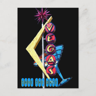 Cool Neon Las Vegas Bröllopsskylt Meddelande Vykort