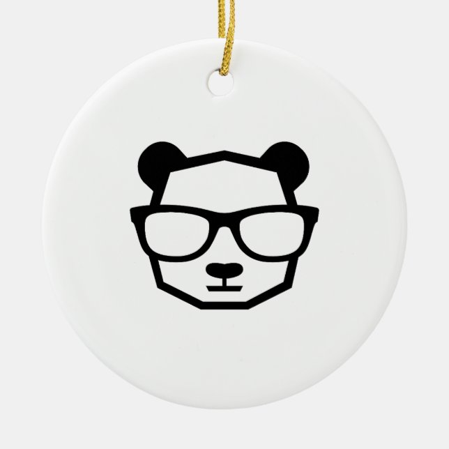 Cool Nerd Panda Geometrisk Ikon Julgransprydnad Keramik (Framsidan)
