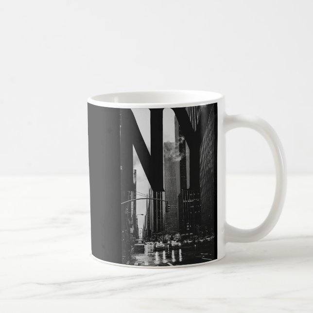 Cool New York City Abstract Skyline, Black &amp; W Kaffemugg (Höger)