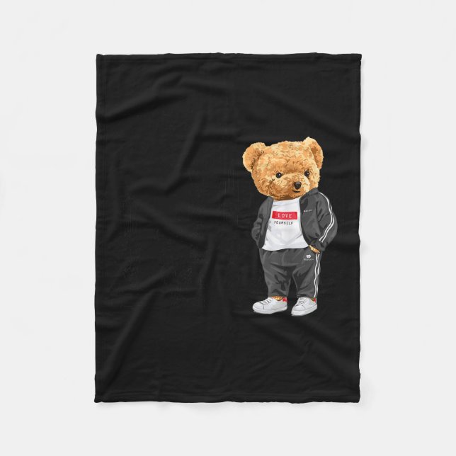 Cool New York City Teddy Bear Illustration Graphic Fleecefilt (Framsidan)